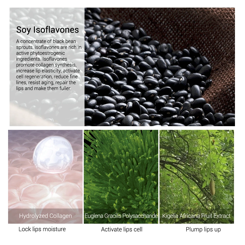 Увеличитель губ коллагена для ухода за губами Сыворотки блеск изофлавонов в