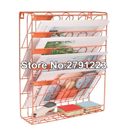 Европейская простая железная книжная полка цвета розового золота настольная для