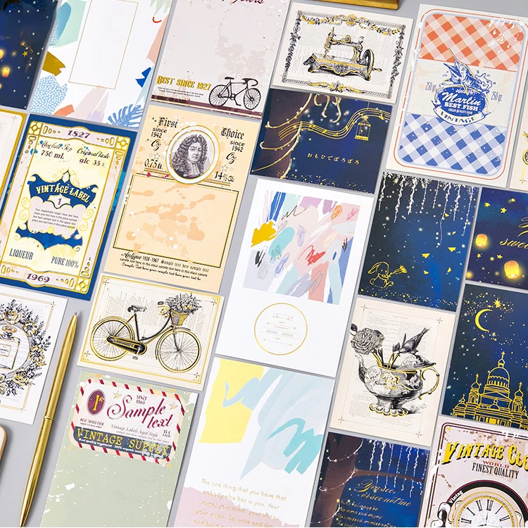 

multi-use 48pcs 2 size gold Retro style music old Advertisement as Greeting Cards gift cards Scrapbooking DIY