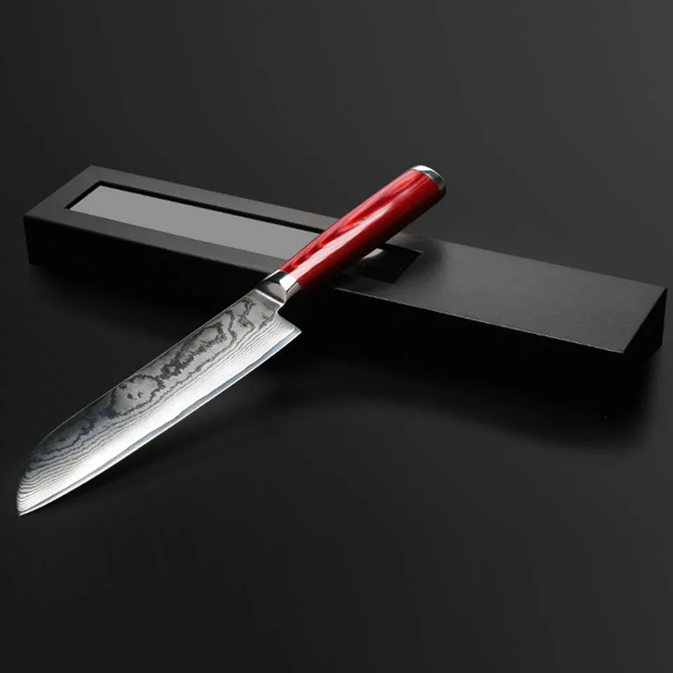 FINDKING Новый дамасский стальной цветной деревянной ручкой нож 7 дюймов шеф-повара 67