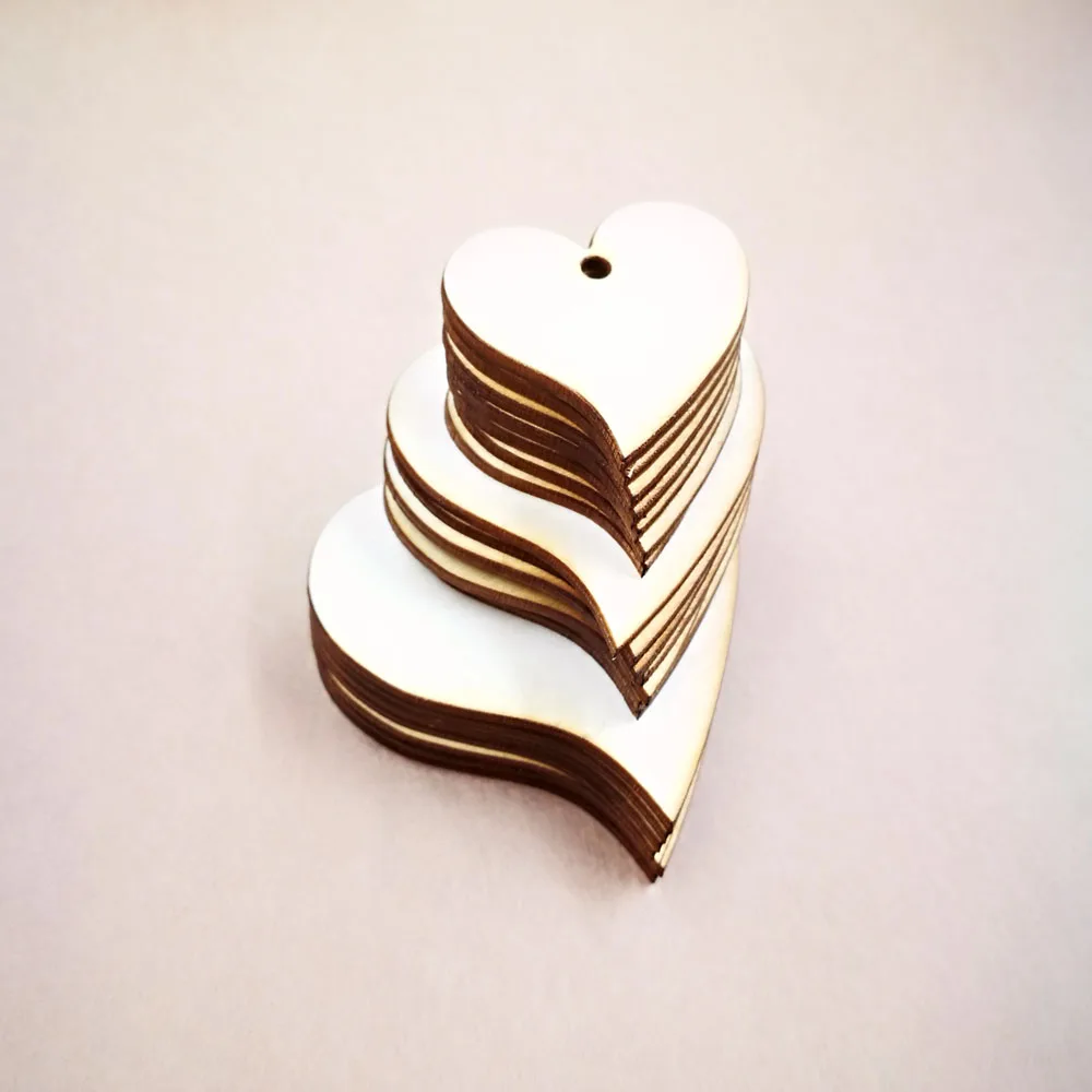 (100 шт./лот) деревянное дерево Любовь Сердце свадебная открытка желание