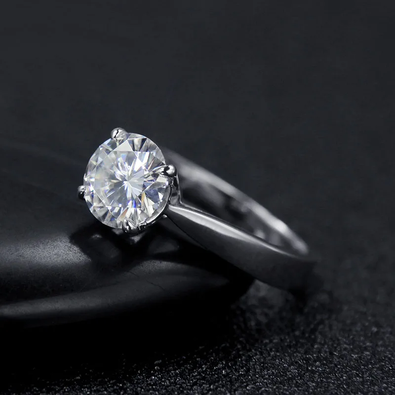 NiceGems классический Муассанит солитер обручальное кольцо центр 1ct 2ct 3ct 4ct F цвет 14K белое золото Moissanite кольцо для женщин