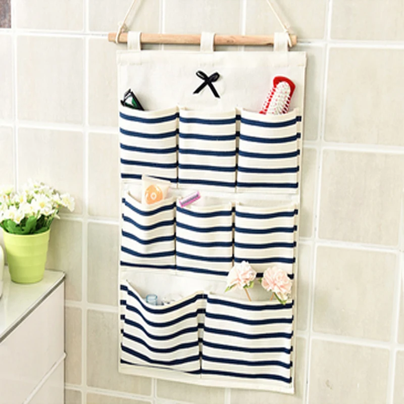 Cotton linen Wall Hanging Organizer Bag Multi-layer Holder Storage Home Decoration Makeup Rack Linen Jewelry bag | Дом и сад