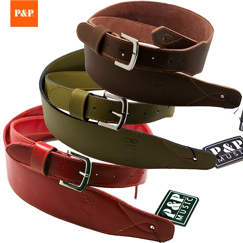 

Guitar strap real geniue leather soft durable black red brown high quality guitar straps musical instrument guitar accessories