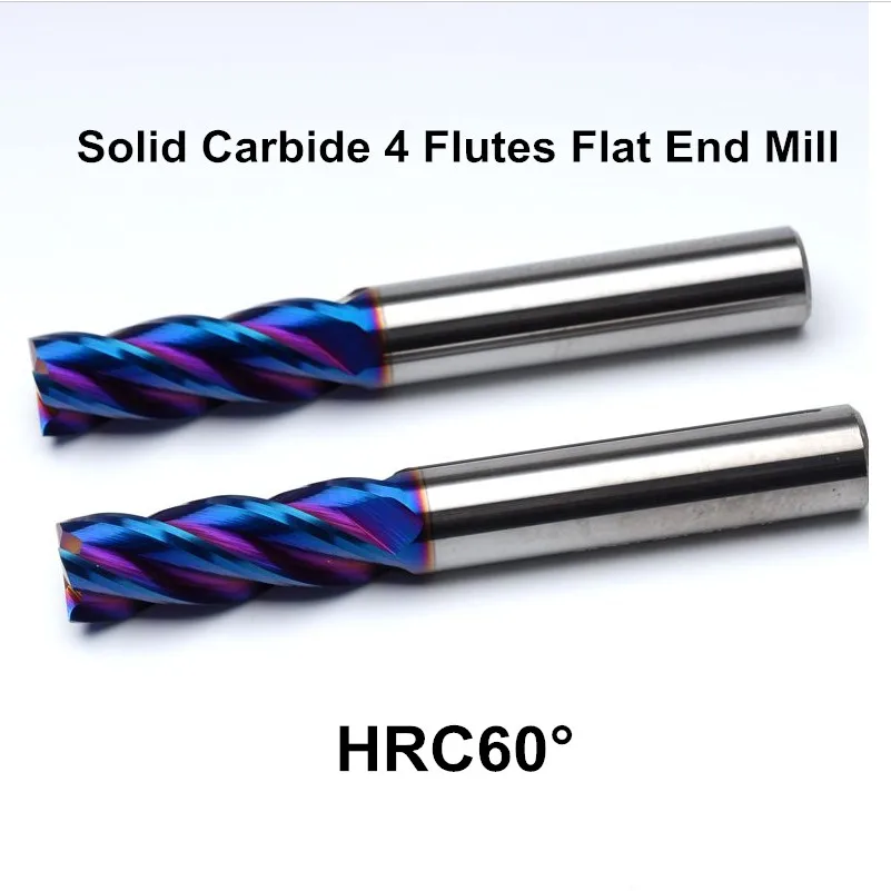 

D12x30xD12x75x4T HRC60 Solid Carbide 4 Flute End Mill With nACo-blue Coated