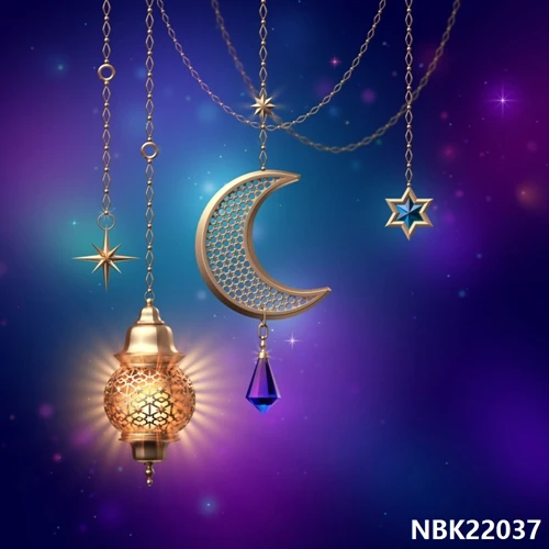 Laeacco Happy Eid Mubarak мусульманский фонарь фотографический Рамадан фон для детской сцены Виниловый фон для фотосъемки стена Фотостудия - Цвет: Королевский синий