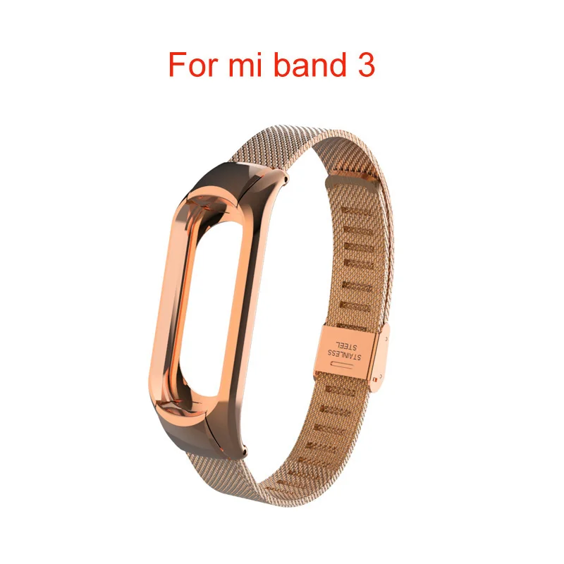 Металлический ремешок для Mi Band 3 браслет Mi Band 2 браслет из нержавеющей стали Безвинтовой MiBand 3 2 браслеты сменный ремешок на запястье - Цвет: Mi3 type3 rosegold