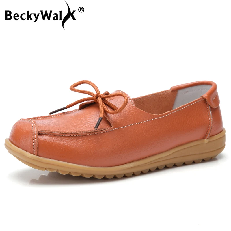 Big Size 35-43 Women Boat Flats Split Leather Lace-up Flat Shoes Woman Comfortable Ballet Mother Female Moccasins WSH3219 | Обувь