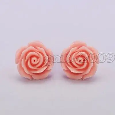 Новые красивые розовые коралловые розы 12 мм серьги из серебра 925|silver stud earrings|925 silver