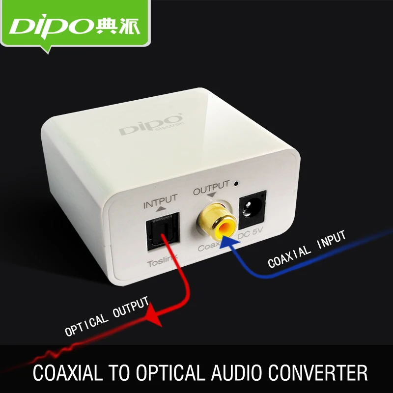 DIPO коаксиальный RCA к оптическому Toslink Цифровой аудио конвертер SPDIF S/PDIF декодер тв