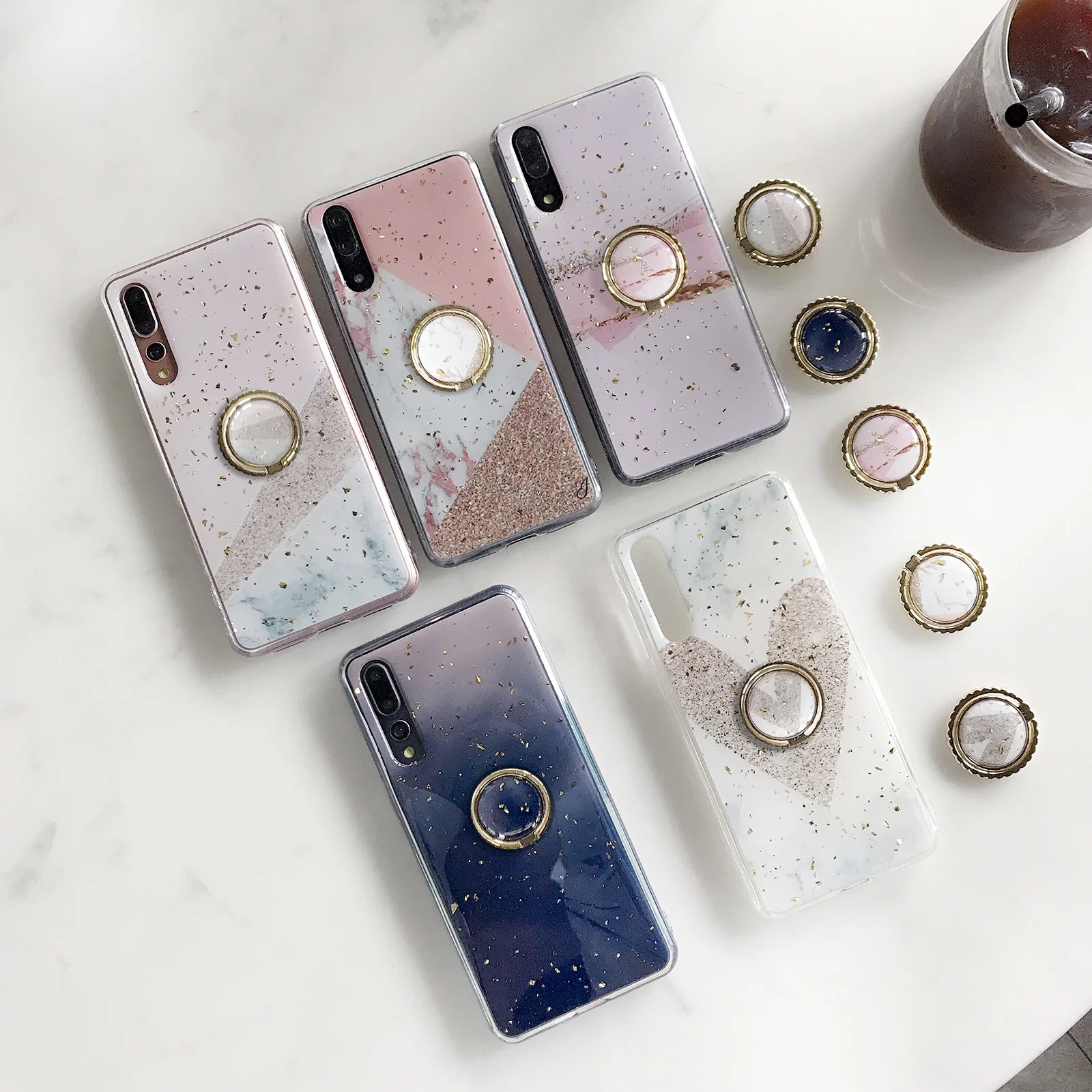 Для samsung galaxy S9 S10 Note 8 9 Модный Резиновый эпоксидный мраморный чехол для телефона с