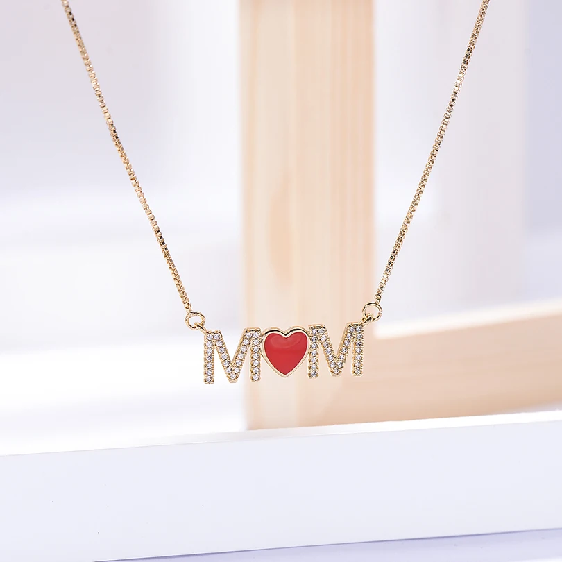 Pipitree I Love Mom красная эмалированная подвеска в виде сердца ожерелья для мамы