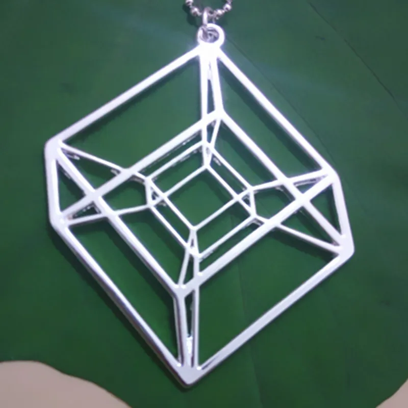 Цепочка Hypercube с золотым/серебряным покрытием геометрическое ожерелье