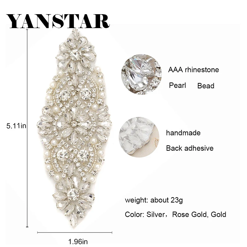 YANSTAR(5 шт.) торговля горный хрусталь аппликация с бисером для свадебных платьев пояс горный хрусталь аппликация аксессуар YS850