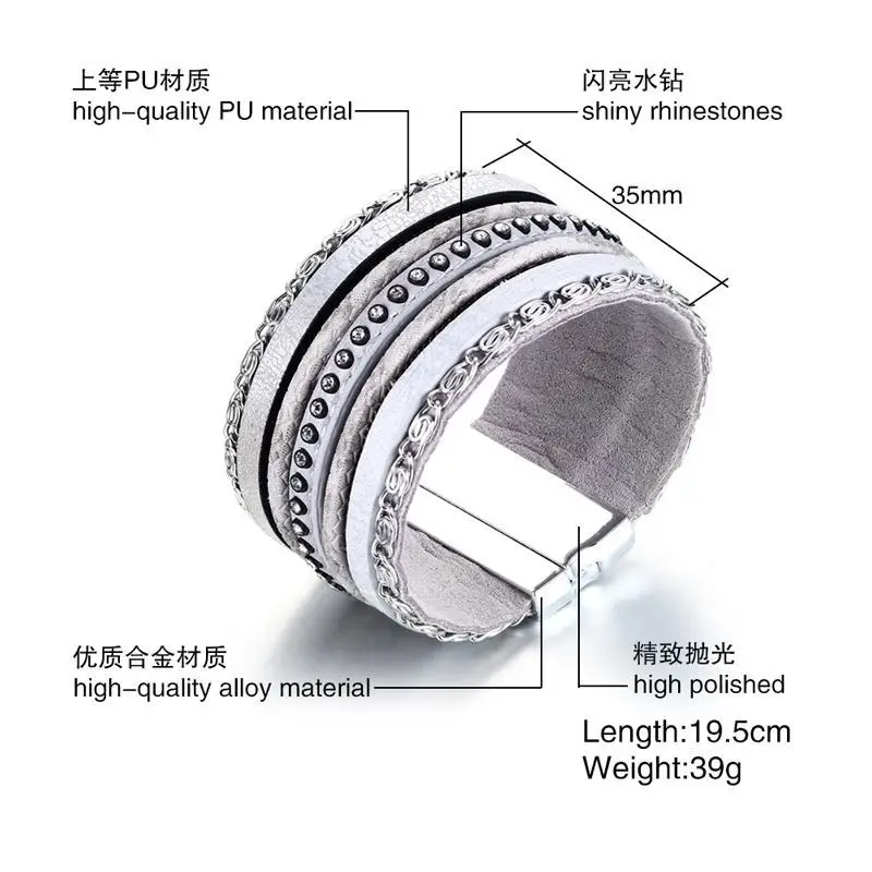 Женский белый браслет SIZZZ шириной 35 мм длиной 18 5 см вес 39 г|silver bangle|bangles for womenwide silver