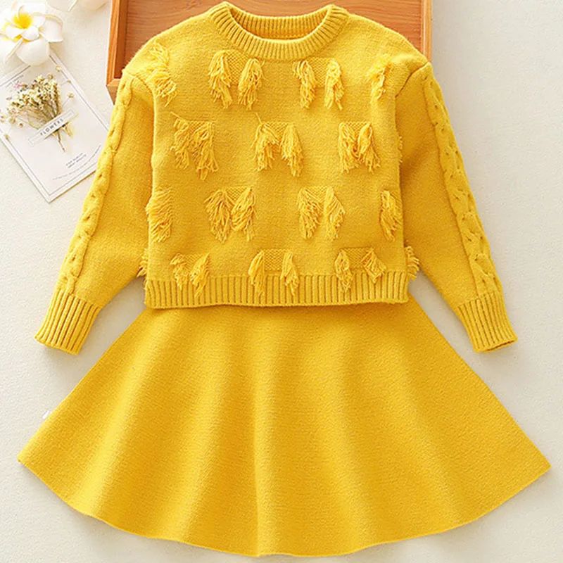 2018 новый осенне-зимний комплект для девочек Детский свитер вязаная накидка с