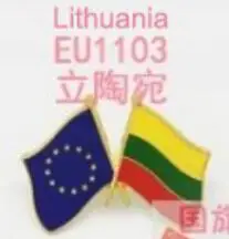 Lithuania Двойные флаги дружбы Национальный флаг металлический лацкан булавка ЕС Европейский союз - Цвет: Lithuania