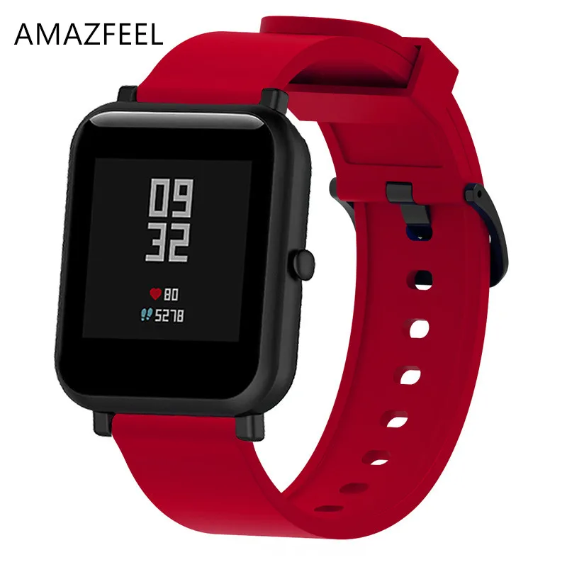 Red Силиконовый ремешок для часов Xiaomi Huami Amazfit Bip Little Band 20 мм ремешок для Amazfit Beep браслет на запястье samsung Team S2 Be - Цвет: Red