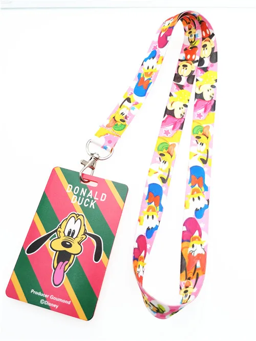 N 1 шт. Мультяшные Микки, Дональд Дак goofy держатель карты из ПВХ идентификационный значок с нашейные Ремешки ремешок карты идентификатор автомобиля держатели с брелок - Цвет: N