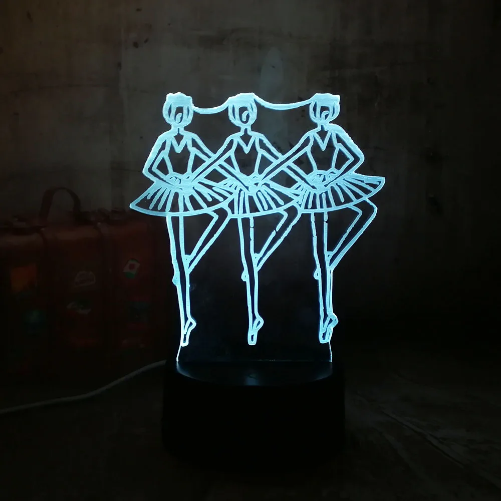 Из балета "Лебединое озеро" танцор 3D RGB светодиодный ночник сенсорный пульт дистанционного управления настольная лампа романтический рождественский подарок комната бар украшение