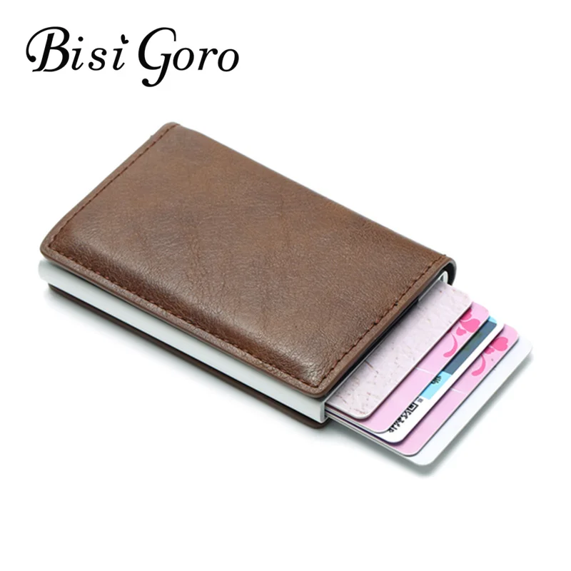 BISI GORO Rfid держатель для карт, новинка, мужские кошельки, сумка для денег, Мужской винтажный черный короткий кошелек, тонкий кошелек, кожа, всплывающий кошелек