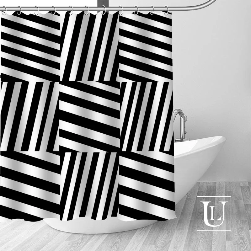 Водонепроницаемая занавеска для ванной комнаты Современная черно-белая душа из