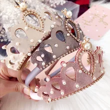 Venda – bandeau de tête avec perles, couronne en feutre solide, Style Royal, en alliage de cristal brillant, pour bébés filles  (1)