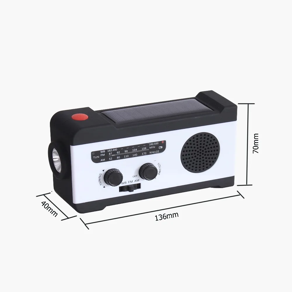 Protable AM/FM Solar Radio Hand Crank Phone Chargers Rechargeable 2000mAh With LED Flashlight | Электроника