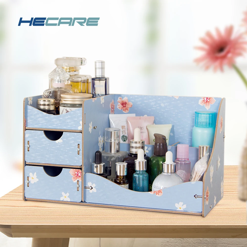Pink Color Modern Desktop Wooden Office Organizer Home Bathroom Desk for Wood Boxes Gift Storage Box Drawer | Дом и сад