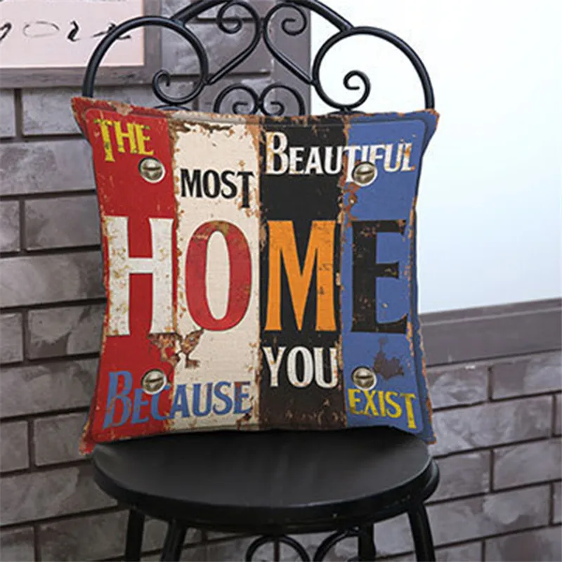 Декоративный Чехол на подушку в винтажном стиле с надписью ретро праздничные