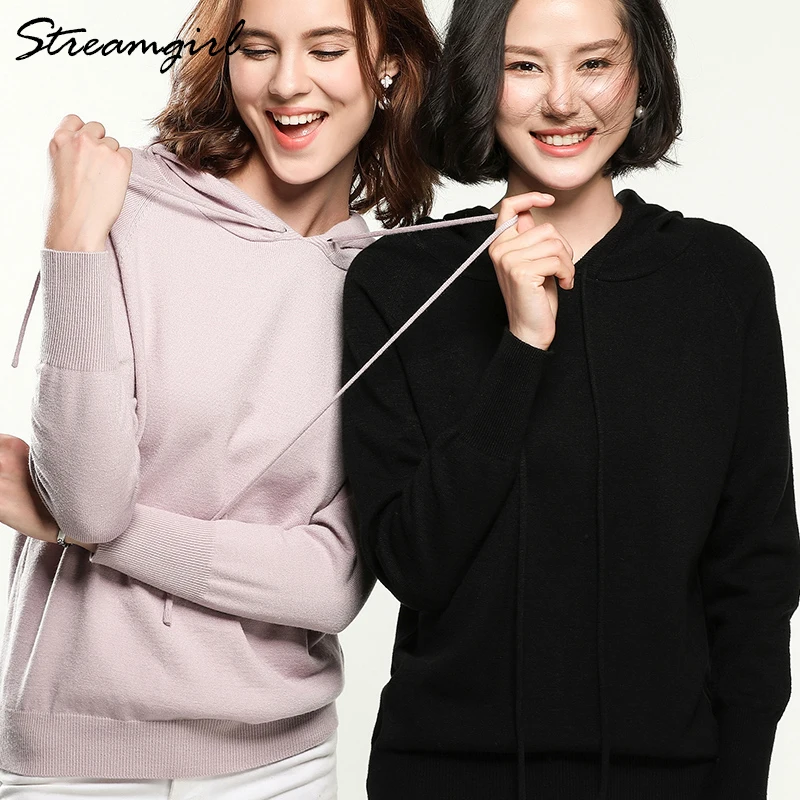 Женская трикотажная толстовка с капюшоном свитшот длинным рукавом|Женские