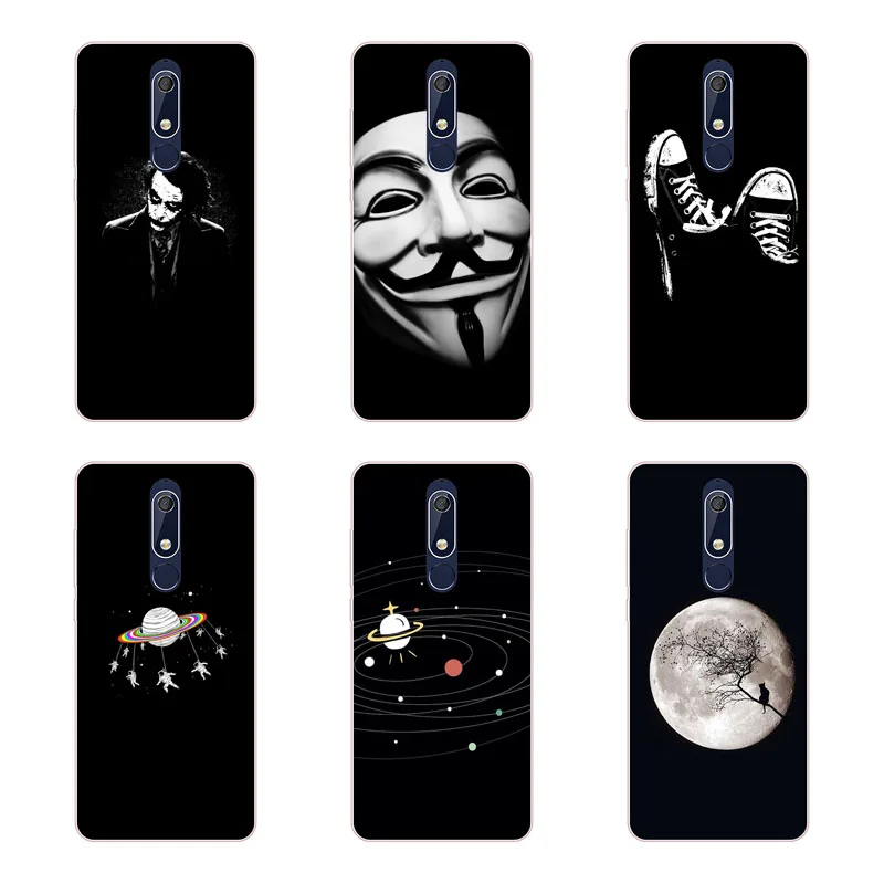 for nokia 5.1 Case Silicon Black graffiti Painting Soft TPU Back Cover Protect Phone cases shell |