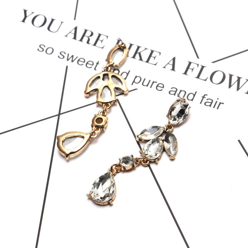 Fashion Jewelry 2017 Vintage Big Long Glass Crystal Earring Femme Bridal Wedding Drop Earrings For Women brincos pendientes | Украшения и