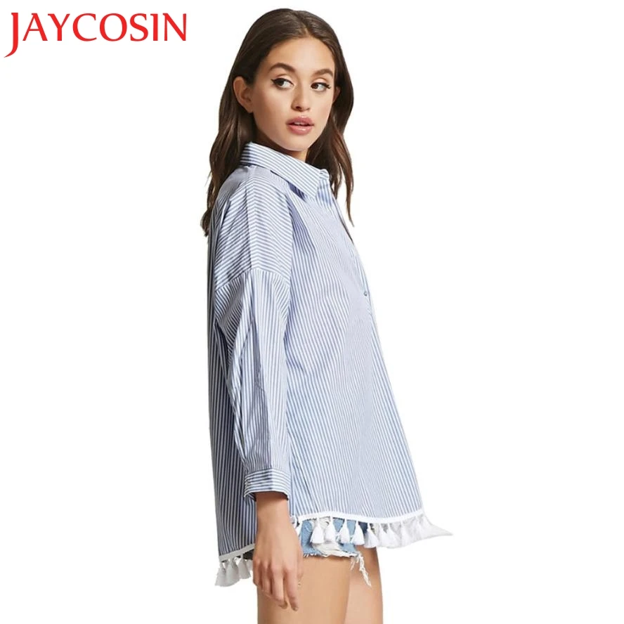 Женская блузка с длинным рукавом в полоску свободного покроя|women blouses|women blouse