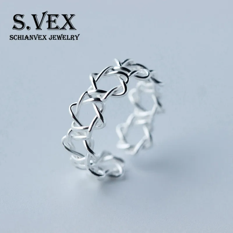 Серебряные кольца S.VEX для женщин, ювелирные изделия, милый дизайн со звездочками, модное открытое кольцо Anillos Mujer, подарки, ювелирные изделия.