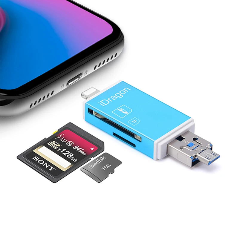 UTHAI R004 мульти кард-ридер 3в1 Lightning/Micro USB/USB2.0 TF/SD карта адаптер для iPhone 7 8 11 X XR