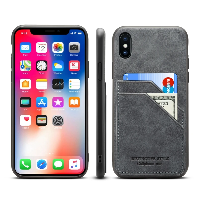 Тонкий роскошный чехол из искусственной кожи для iPhone XS MAX XR задняя крышка кошелек