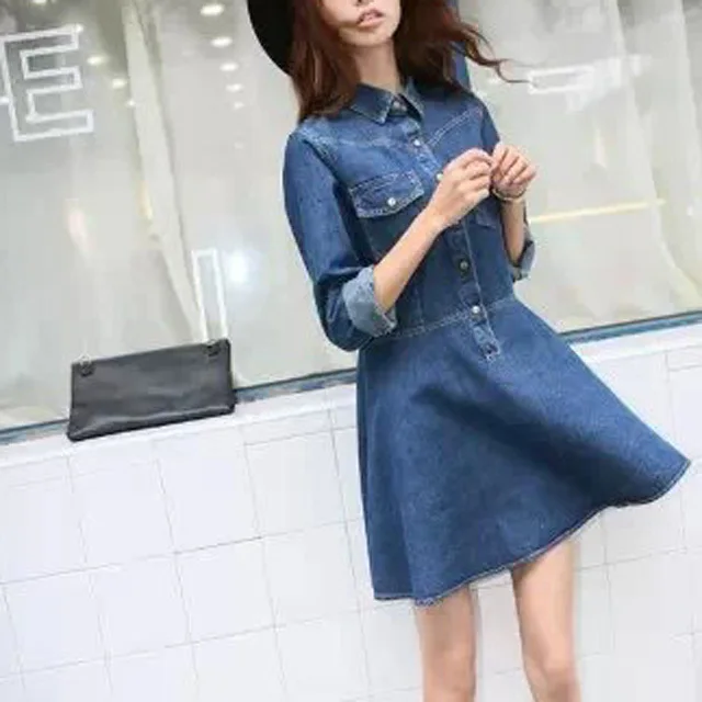 Top Design Women Denim Dress Long 