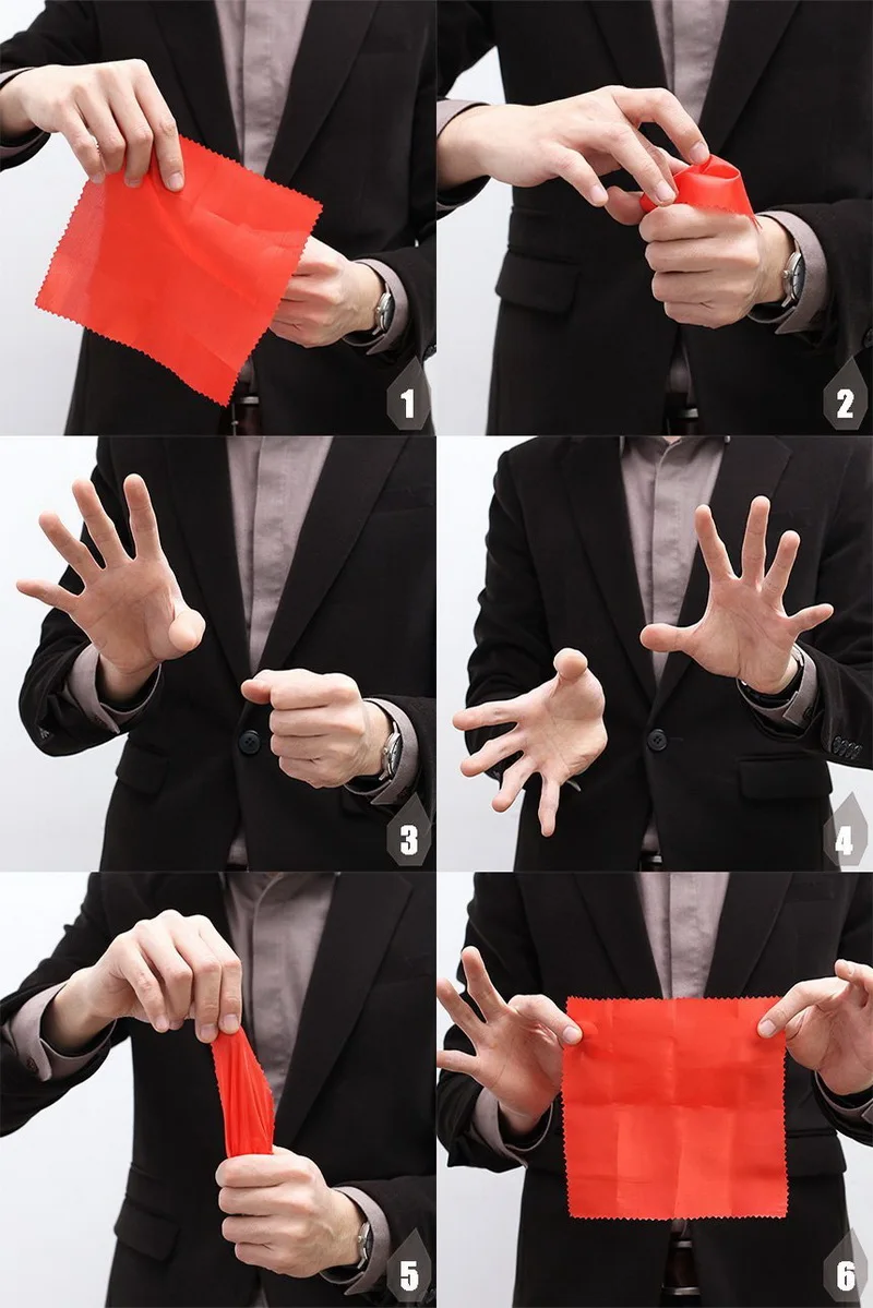 

Magic Thumb Tip And Red Silk Trick Rubber Close Up Vanish Appearing Finger Trick Props Toy Funny Prank Party