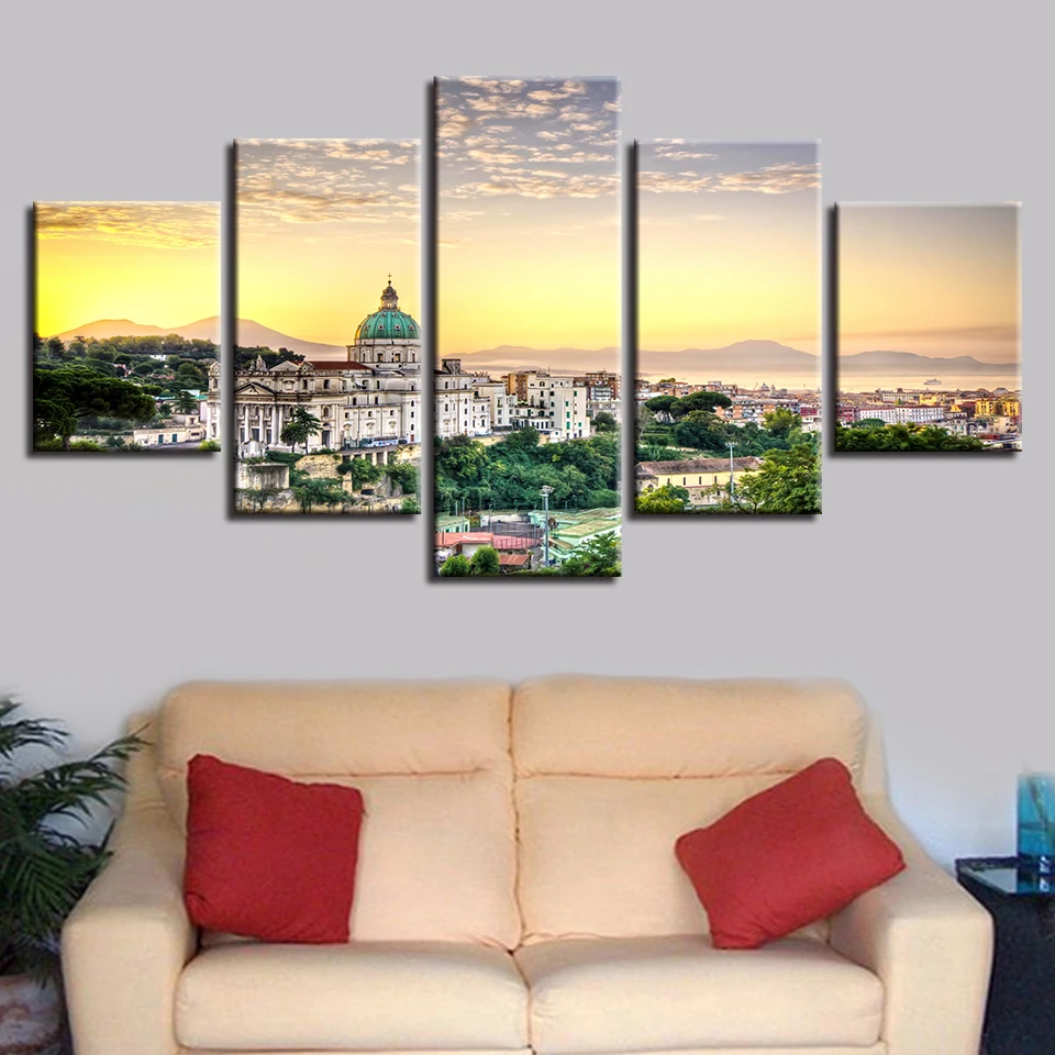 Холщовые картины модульная рамка для постера 5 шт. здание христианской церкви