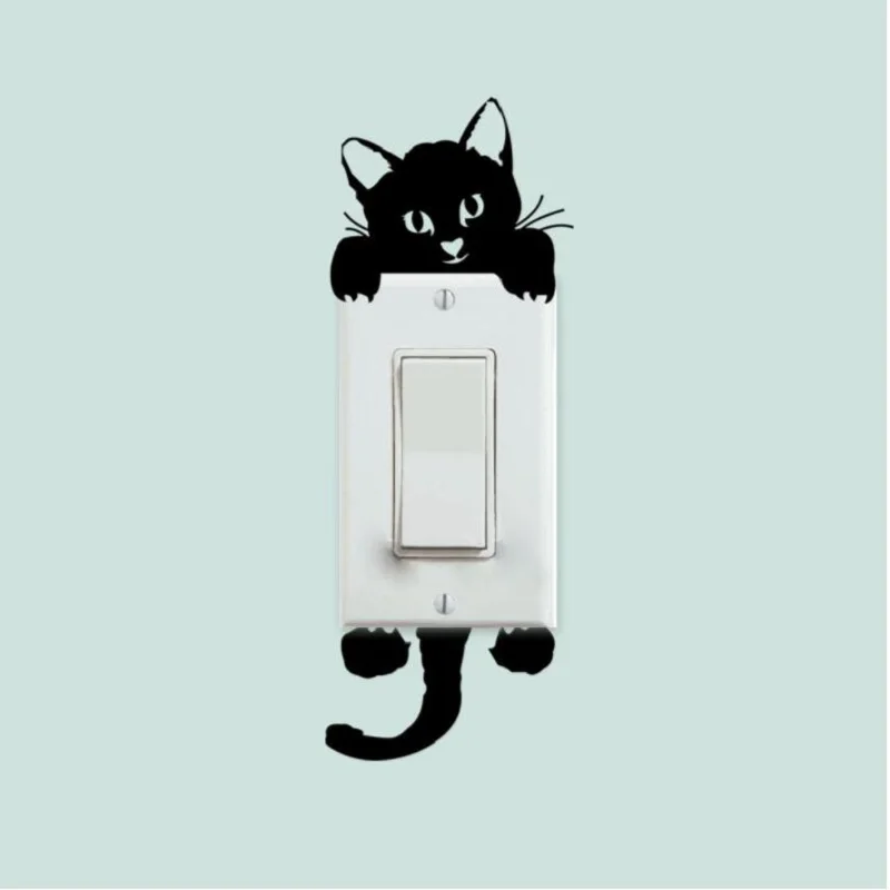 

Настенная Наклейка UBRUSH s переключатель света для спальни Cat PVC 6*14 см, съемная настенная наклейка, домашний декор, художественная наклейка, на...