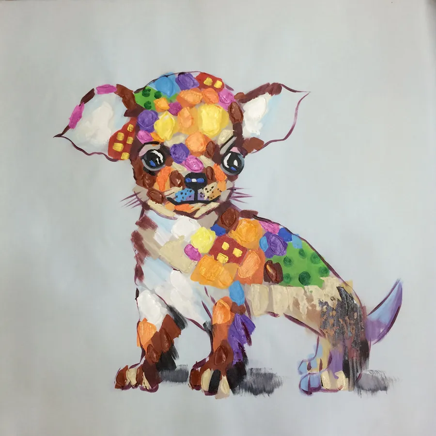 

Hand Painted Oil Painting Animal Dog Modern Abstract Wall art Picture Home Decor Canvas Painting 24x24 E041