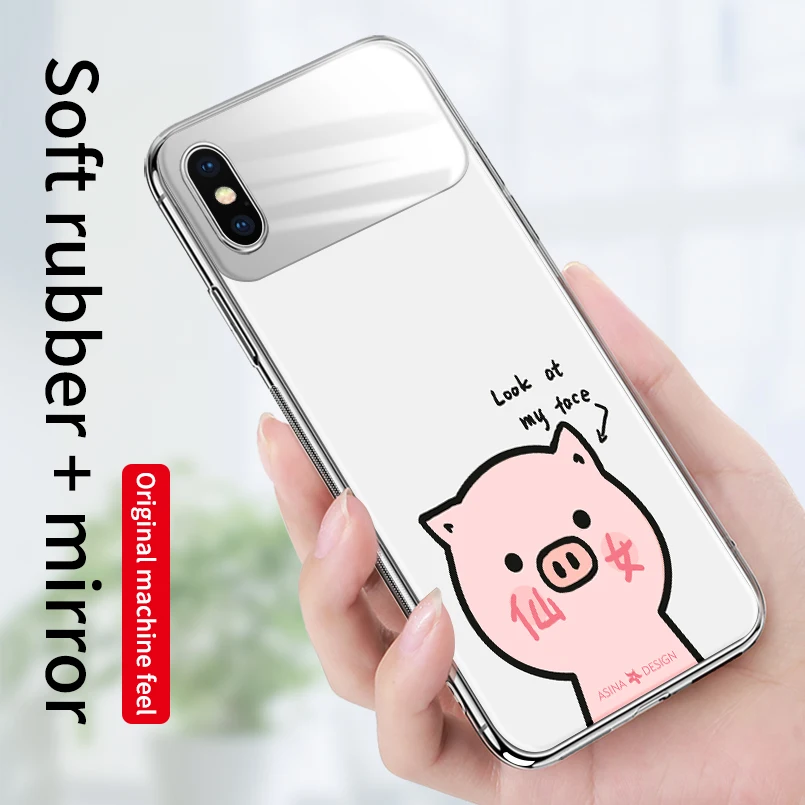 Милое мультяшное Зеркало чехол для iPhone X XS MAX XR 7 8 силиконовый мягкий Plus бампер Funda