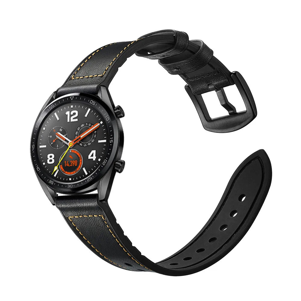 22 мм силиконовый ремешок из натуральной кожи для huawei Watch GT 2 1 46 мм ремешок для samsung Galaxy Watch 46 мм/gear S3 браслет ремень