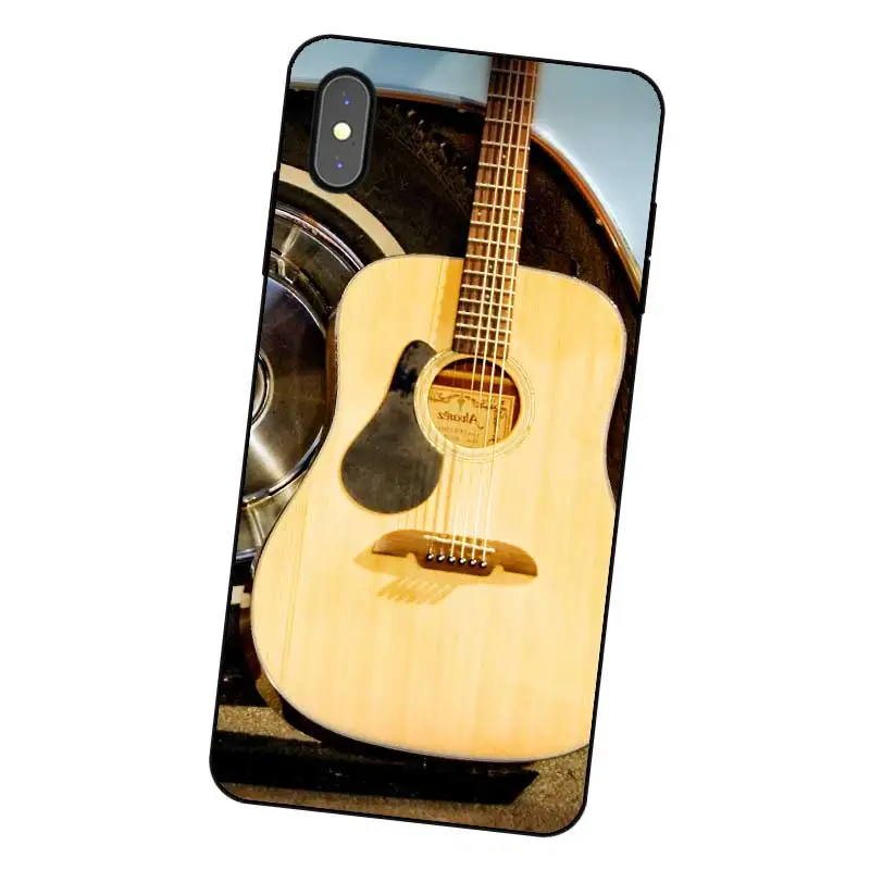 P165 Piano Guitar Black Silicone Case Cover For Apple iPhone 11 Pro XR XS Max X 8 7 6 6S Plus 5 5S SE |