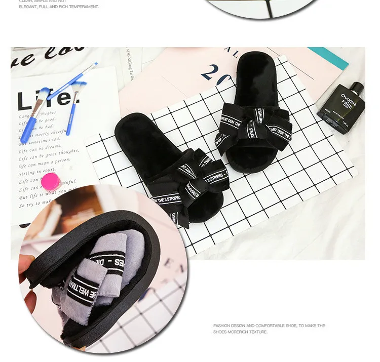 ASIFN/Женские меховые тапочки; милые домашние тапочки с мехом; zapatos mujer; женские Мягкие плюшевые домашние тапочки с бантом; сезон весна