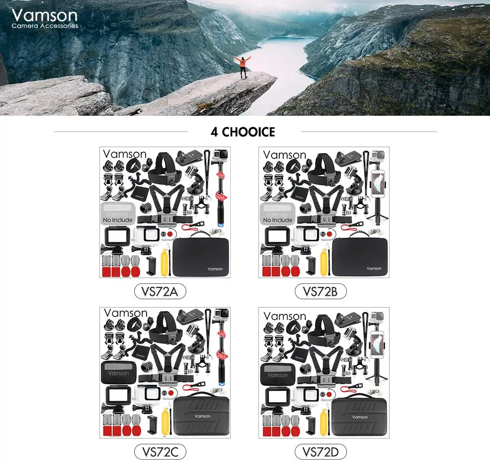 Vamson для штатив gopro монопод ременные клепления на голову и грудь ремень крепление