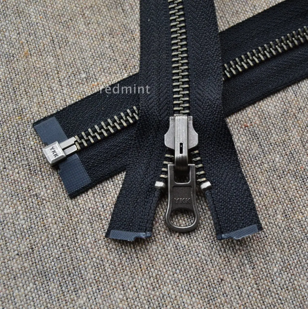 5. Древнее серебряное двустороннее отверстие с черной молнией в дук YKK для ношения