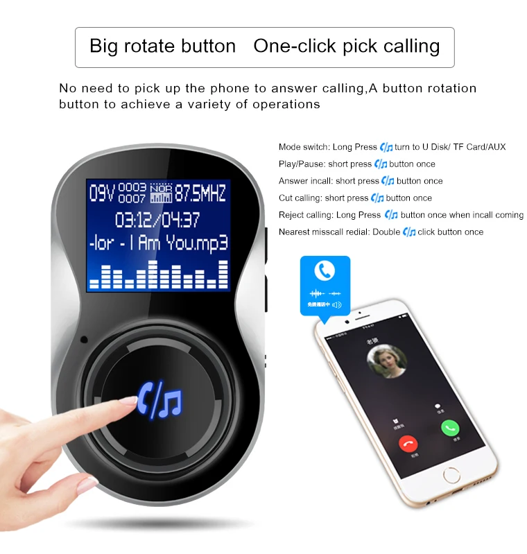 YASOKRO Bluetooth FM передатчик автомобильный комплект громкой связи FM модулятор Автомобильный аудио MP3 плеер двойной зарядное устройство usb Поддержка TF Card и U Disk
