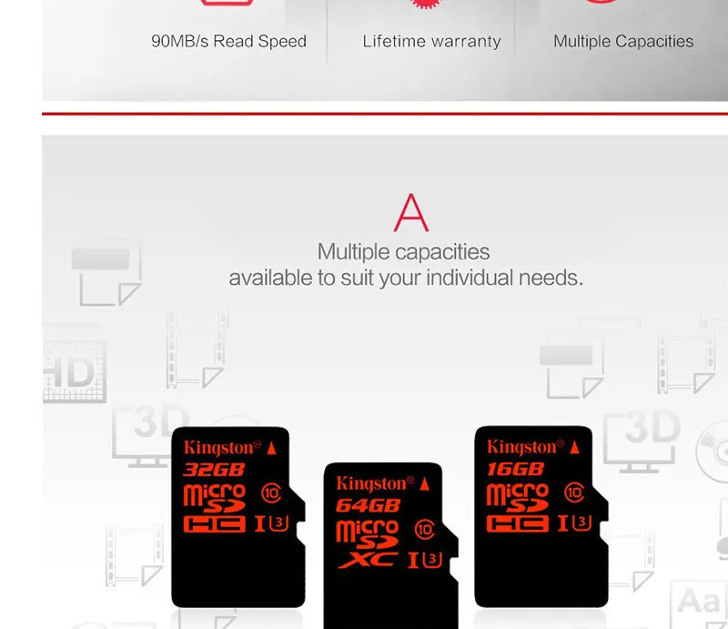 Kingston micro SD 32 Гб 64 Гб 128 Гб HD память MicroSD тахограф Экшн-камера беспилотный монитор TF карты для UAV GoPro камера карта